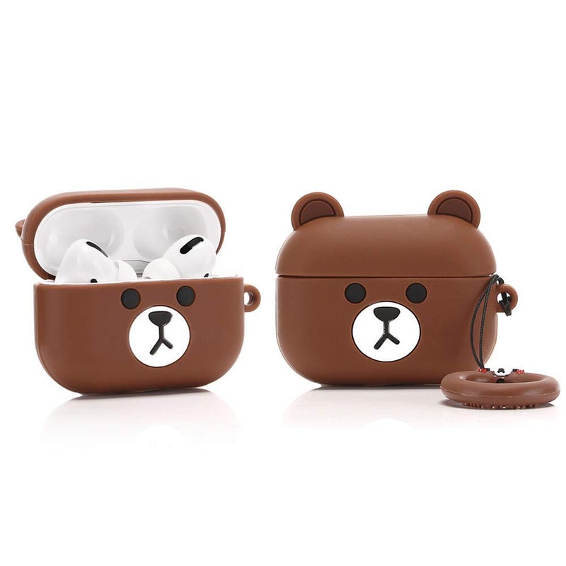 LEWOTE Silicone Case Funny Cover Compatible for Apple Airpods Pro & Pro 2[3D Animal Pet Pattern](Small Brown Bear) - Image 1